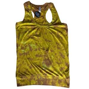 Womens Tank Top Size 2XL Brown Green Tie Dye Handmade Hippie Festival Resort